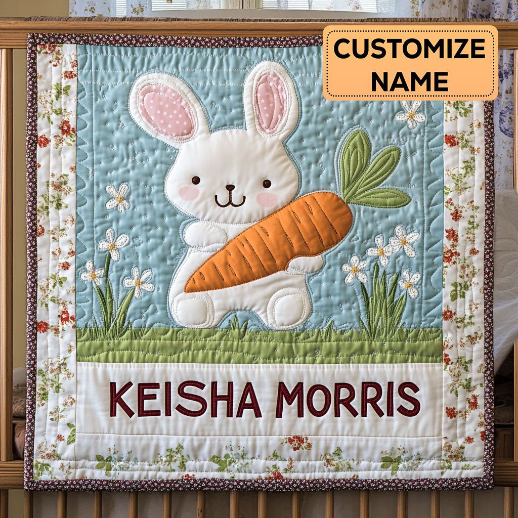 Bunny Garden CP2507028CL Personalized Baby Quilt