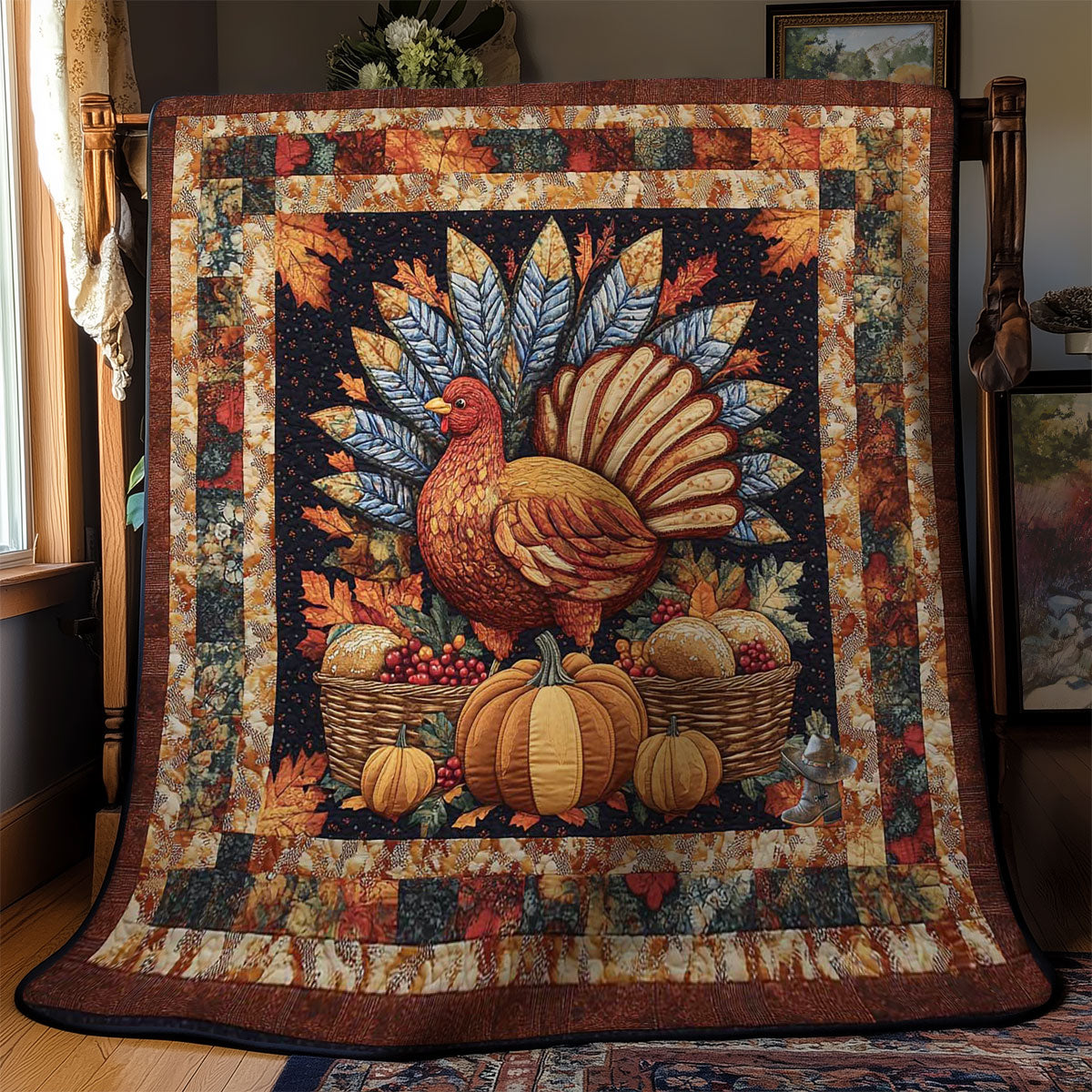 Golden Turkey Feast WN2011047CL Quilt