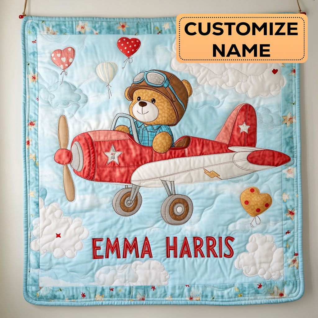 Little Bear Pilot CW2407012CL Personalized Baby Quilt