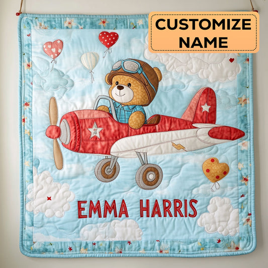 Little Bear Pilot CW2407012CL Personalized Baby Quilt