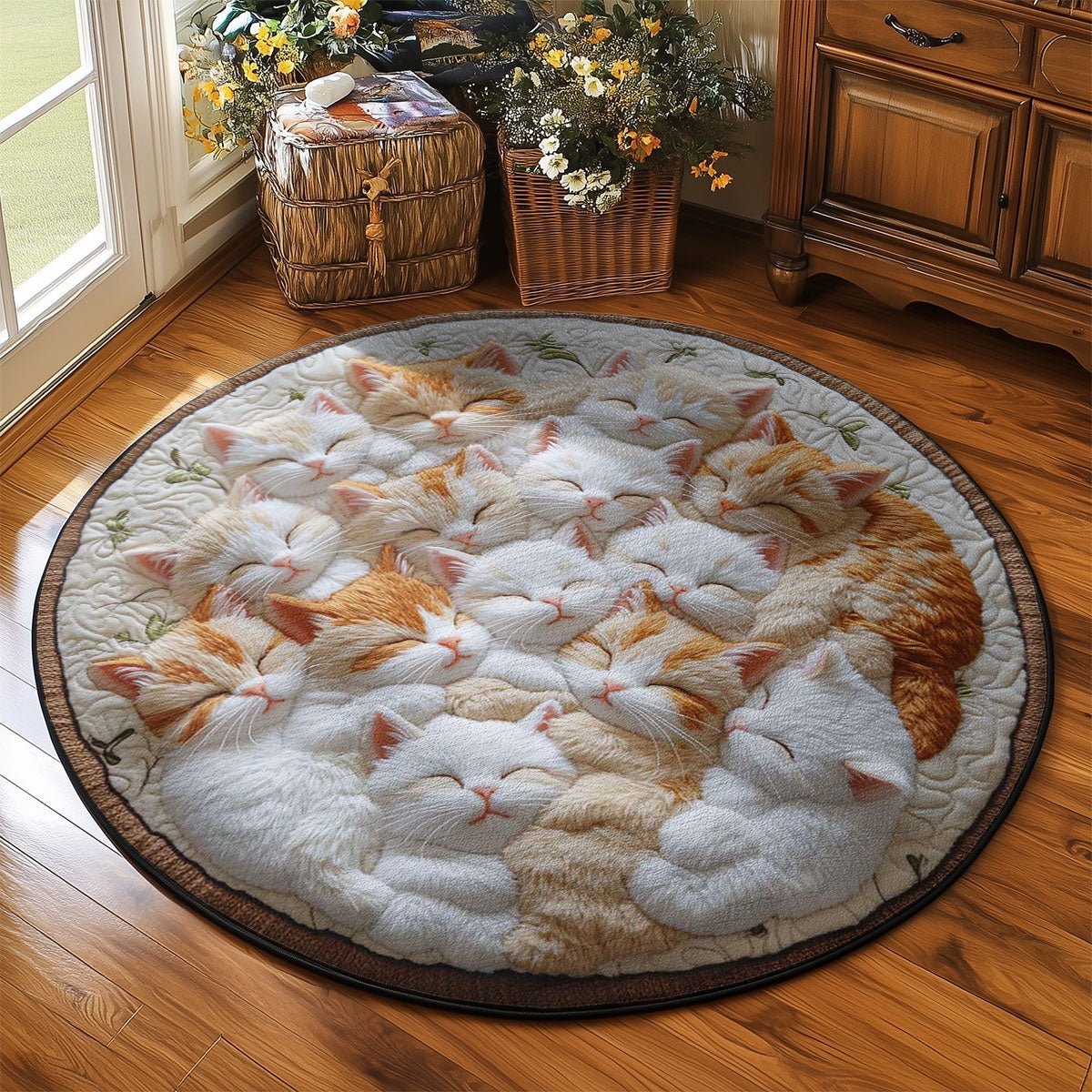 Warm Cat Hug WN2203094CL Quilted Round Mat