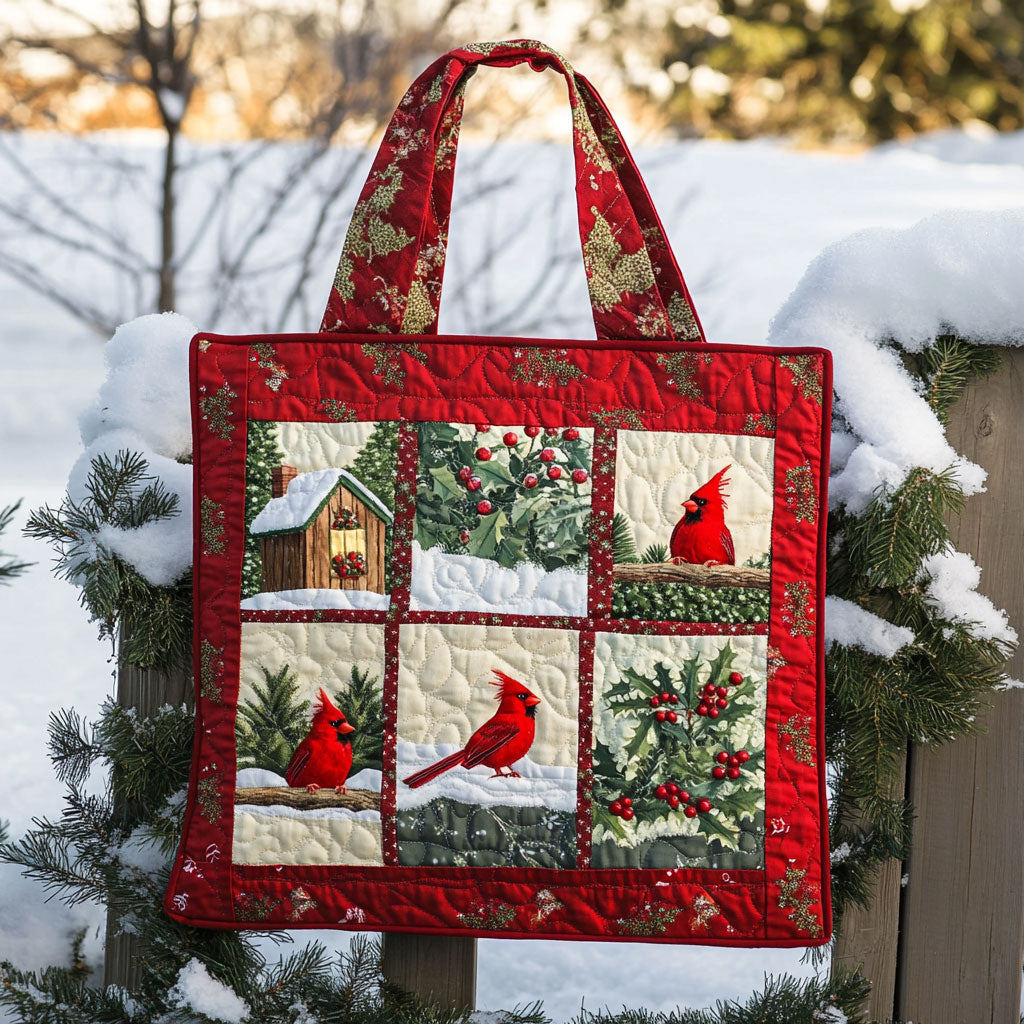 Winter Grace Cardinal WN0711066CL Quilted Tote Bag