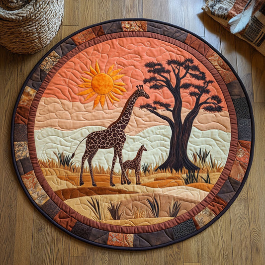 Giraffes At Dusk WJ2504043CL Quilted Round Mat