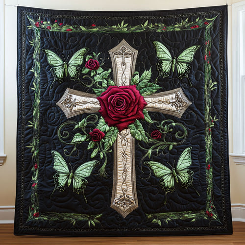Butterfly Rose Cross CW0910002CL Quilt