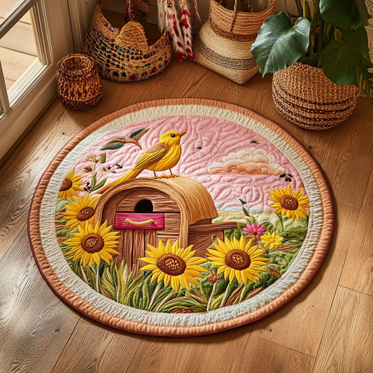 Sunflower Bird House WY2605055CL Quilted Round Mat