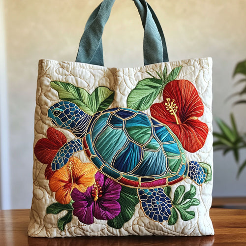 Tropical Turtle Bloom CW2409021CL Quilted Tote Bag