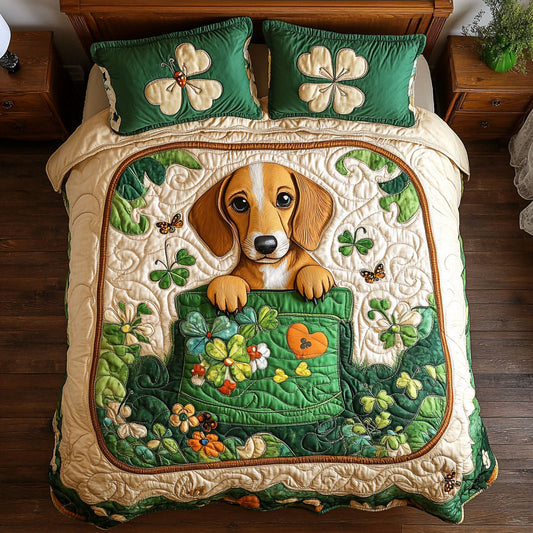 Dachsund In Clover Garden WY0802033CL Duvet Cover Set
