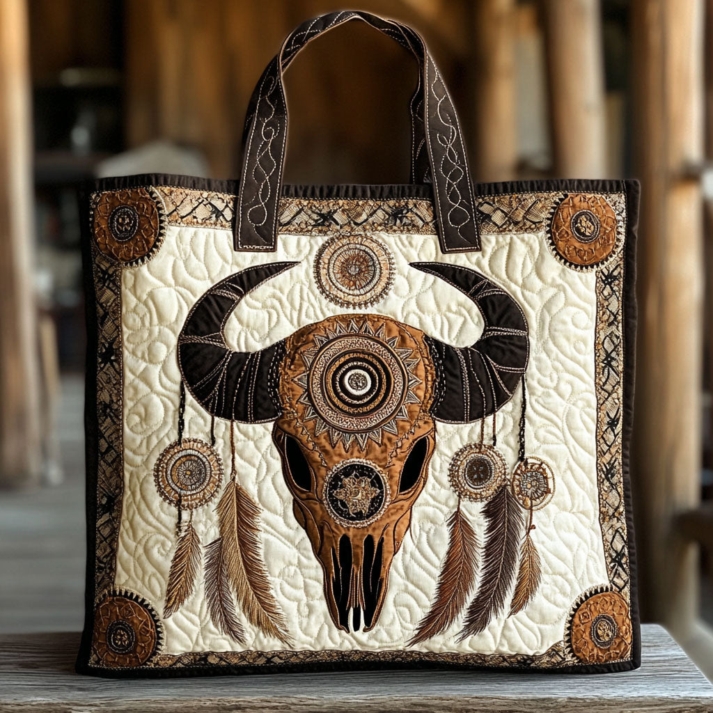 Boho Horned Power CW2309004CL Quilted Tote Bag