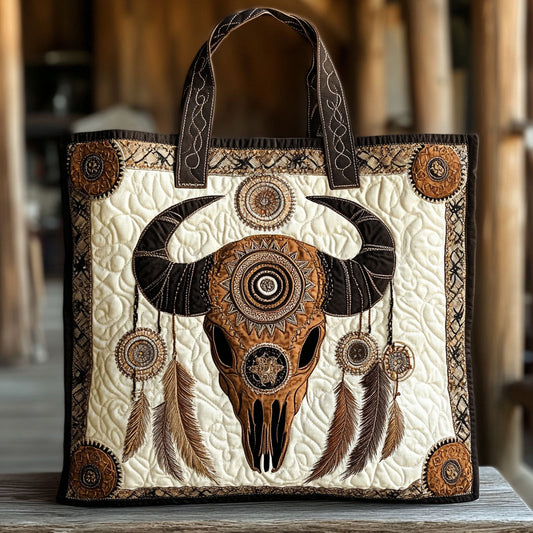 Boho Horned Power CW2309004CL Quilted Tote Bag