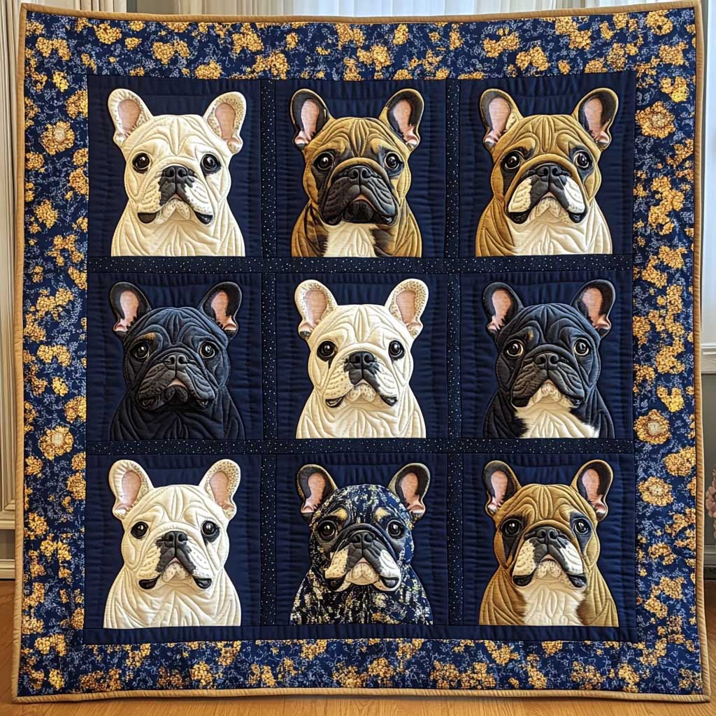 Navy Blue Bulldog WP2612025CL Quilt