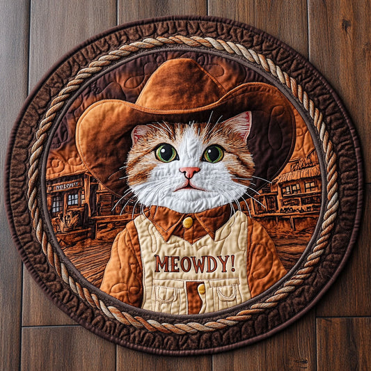 Cowboy Cat CM2905032CL Quilted Round Mat