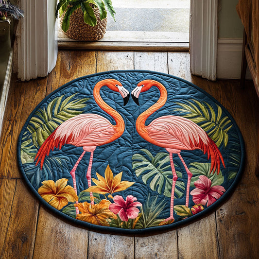 Floral Flamingo WX2605018CL Quilted Round Mat