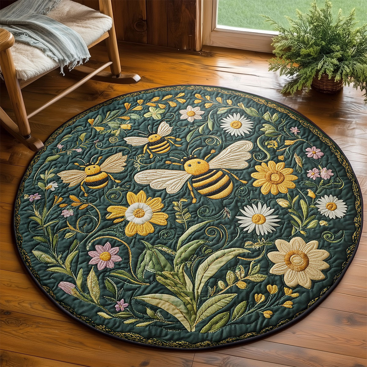 Floral Honey WY2203038CL Quilted Round Mat