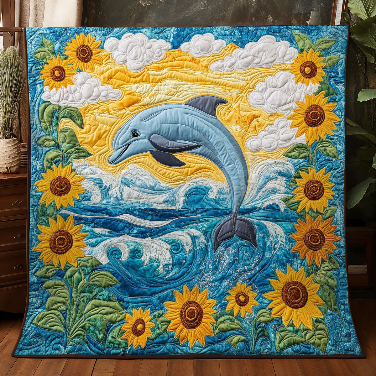 Sunflower Splash Dolphin WX1306044CL Quilt