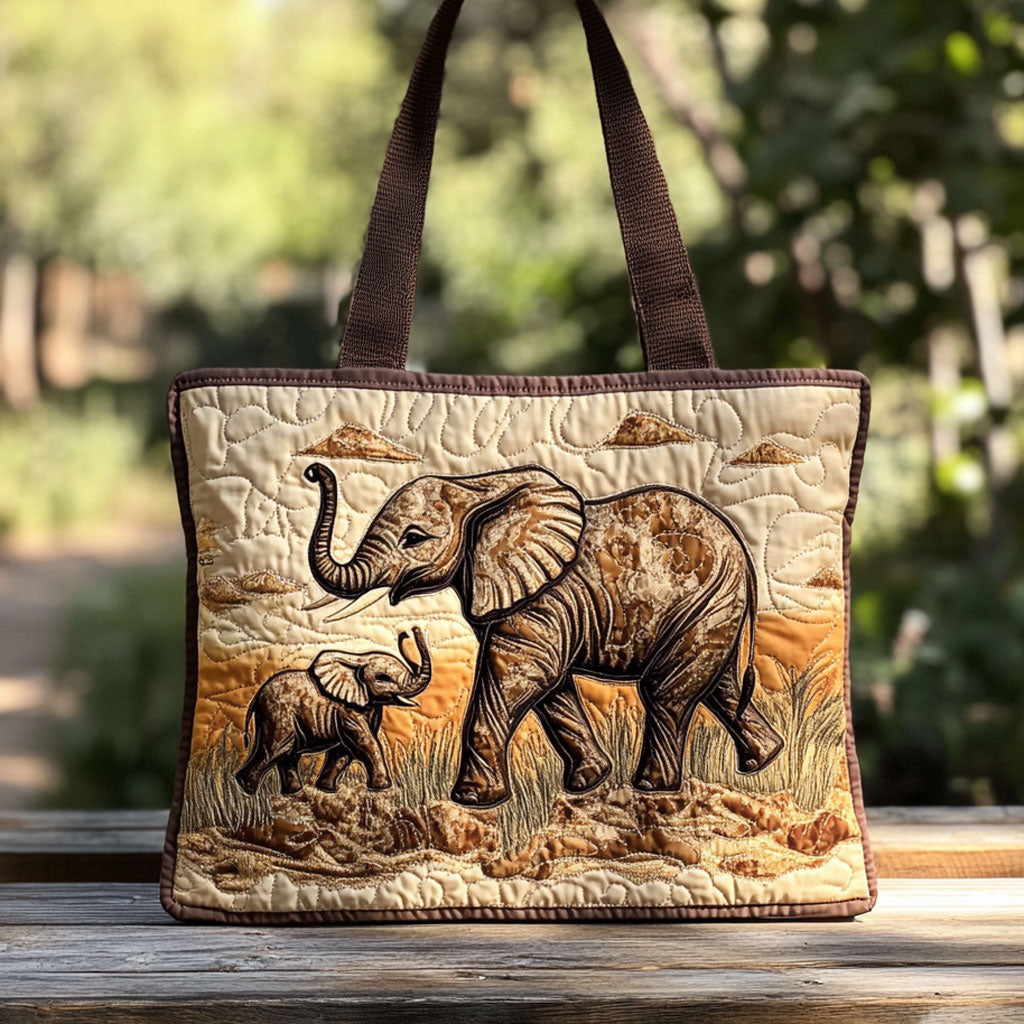 Elephant Love Path WN0910020CL Quilted Tote Bag