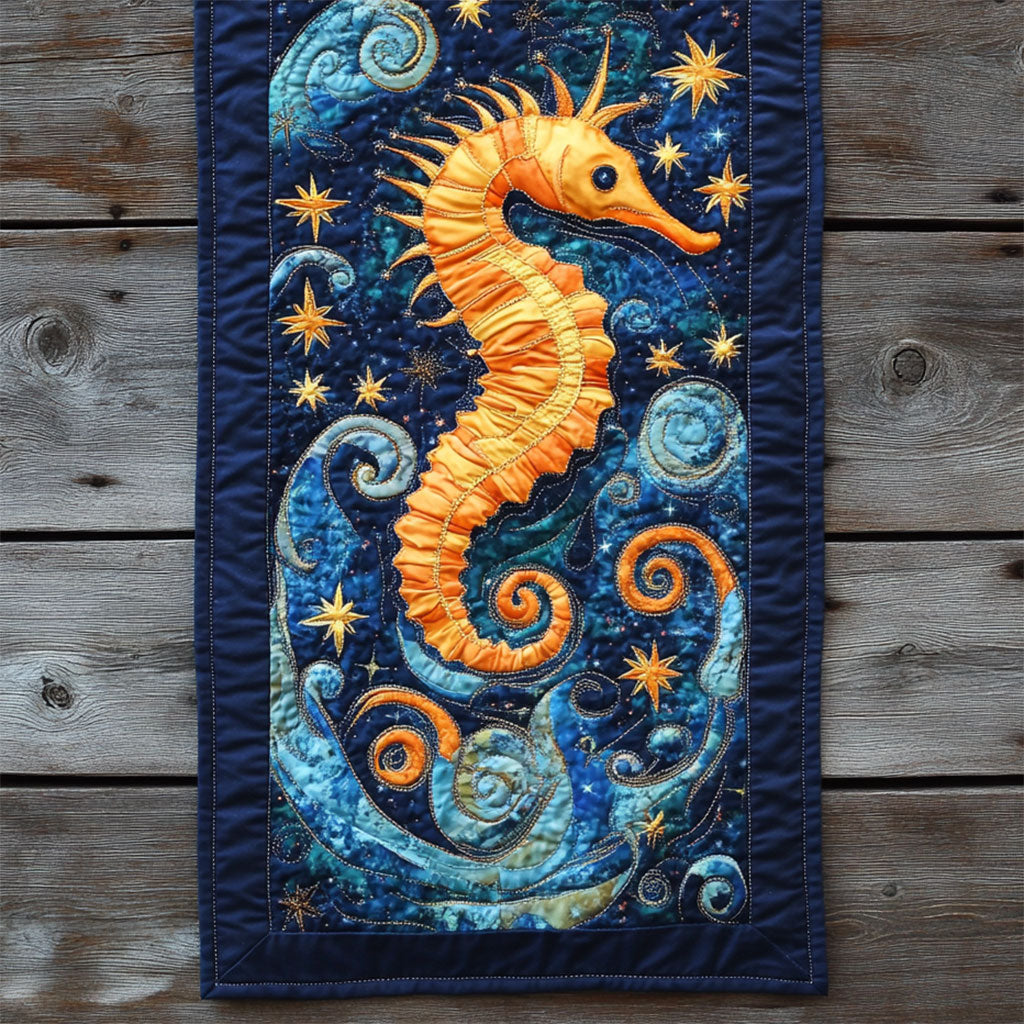 Glowing Seahorse WY1605039CL Quilted Table Runner
