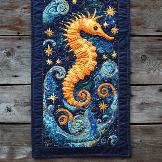 Glowing Seahorse WY1605039CL Quilted Table Runner