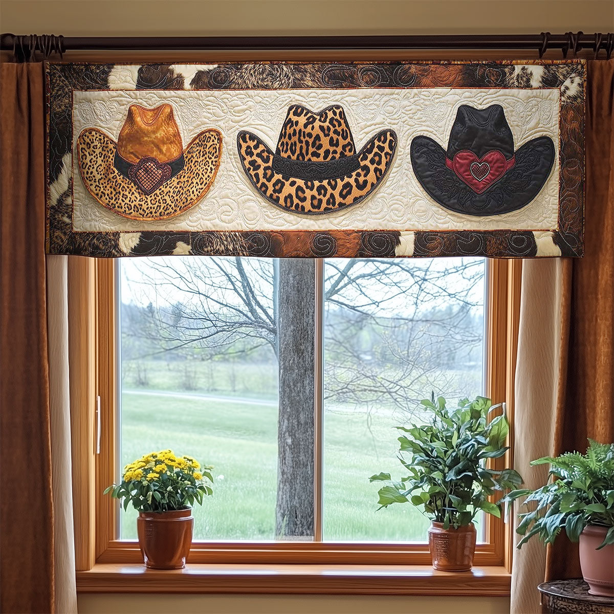 Plaid And Cowboy Hat WN1505049CL Quilted Valance