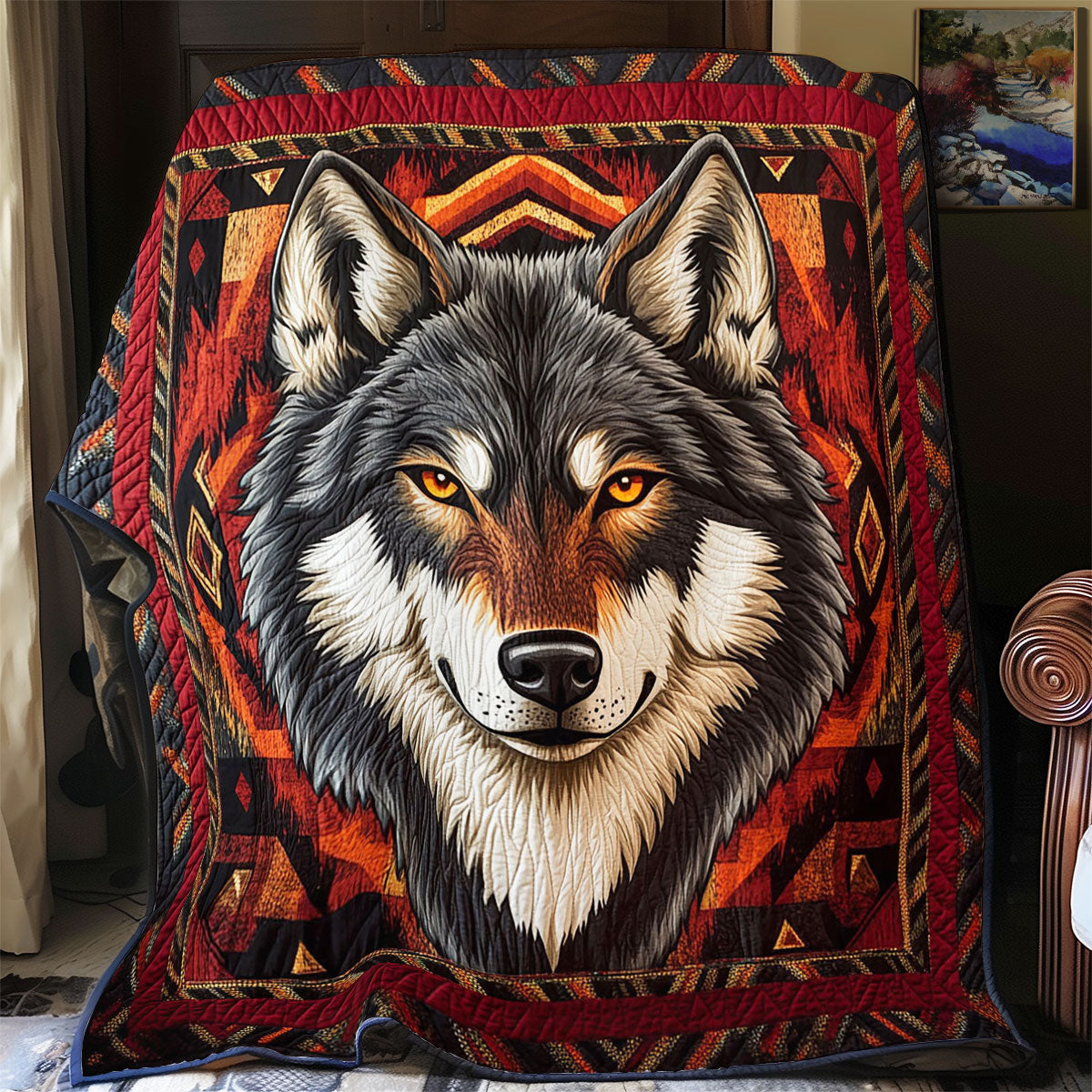 Mystic Native American Wolf WY2702076CL Quilt