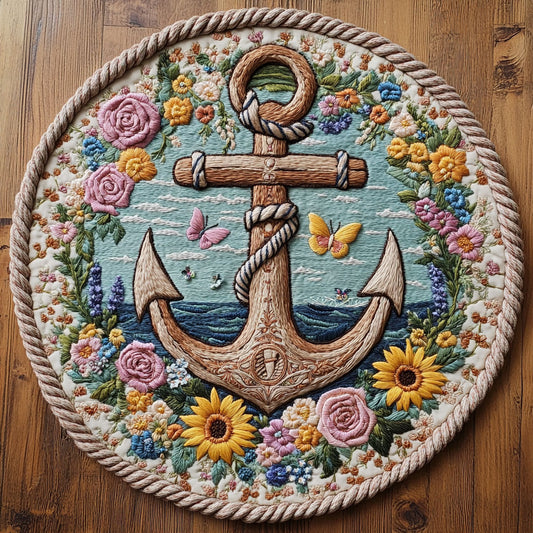 Anchor Haven WN0407009CL Quilted Round Mat