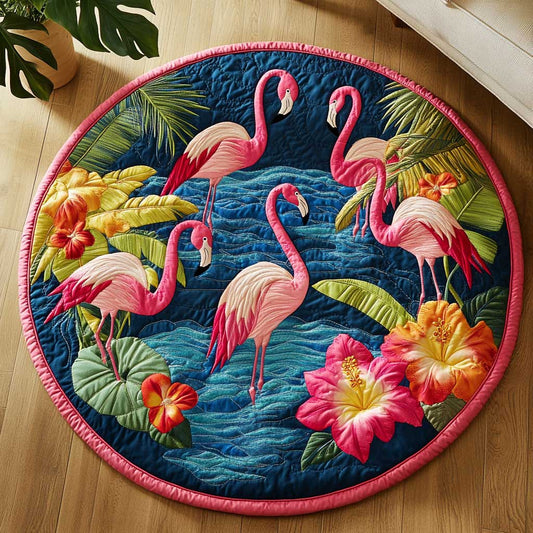 Flamingo Lagoon WN1803037CL Quilted Round Mat