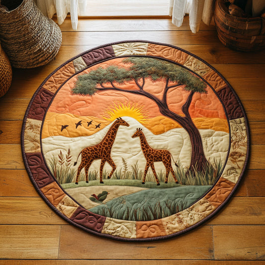 Giraffes At Dusk WJ2804028CL Quilted Round Mat