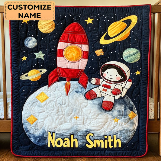Little Astronaut Dreams WY2507034CL Personalized Baby Quilt
