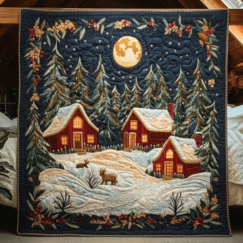 Crystal Night Forest Cabin WN0110008CL Quilt