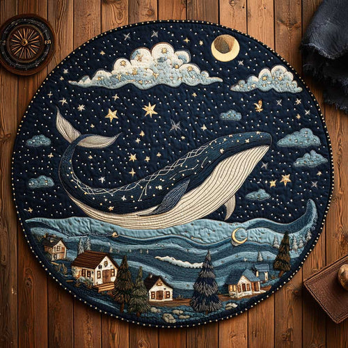Whale In The Sky WN2403120CL Quilted Round Mat