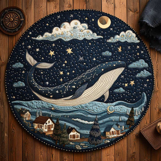 Whale In The Sky WN2403120CL Quilted Round Mat