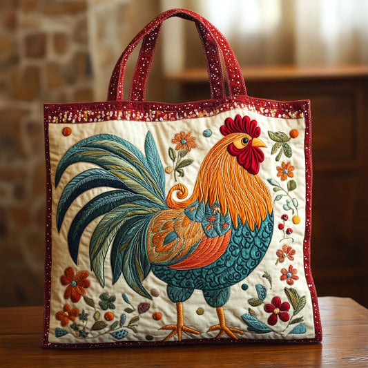 Rooster Folk CW1411036CL Quilted Tote Bag