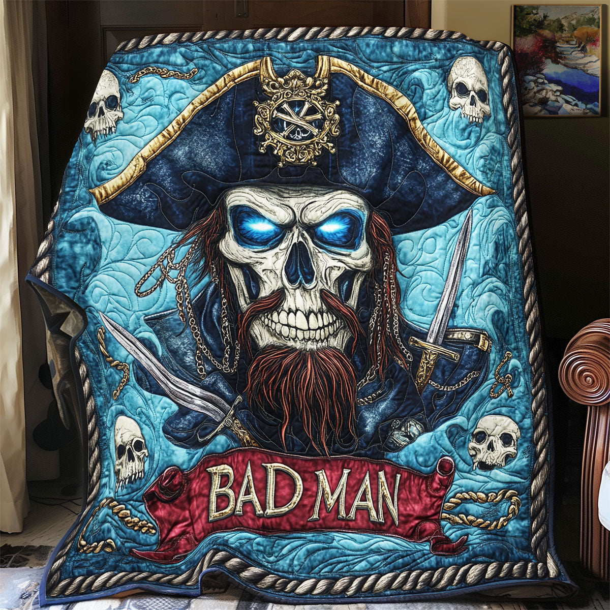 Bad Man Pirate Emblem WX1306002CL Quilt