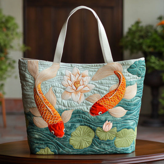 Golden Flow Koi CW2709011CL Quilted Tote Bag