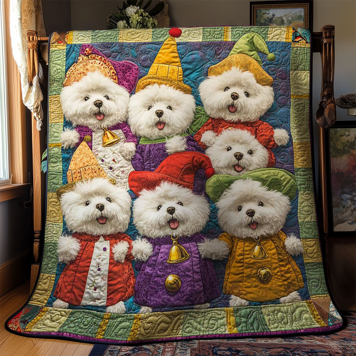 Playful Bichon Frise WN0711084CL Quilt