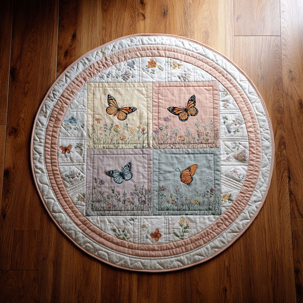 Butterfly Glow CW1208004CL Quilted Round Mat