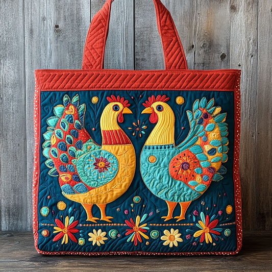 Charming Chicken Duo CW1411016CL Quilted Tote Bag