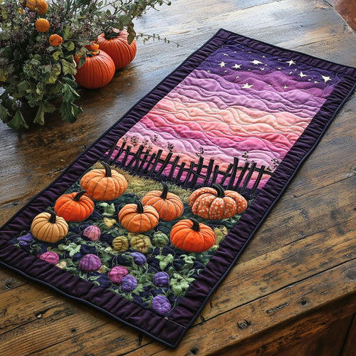 Pumpkin Fence CP0606011CL Quilted Table Runner