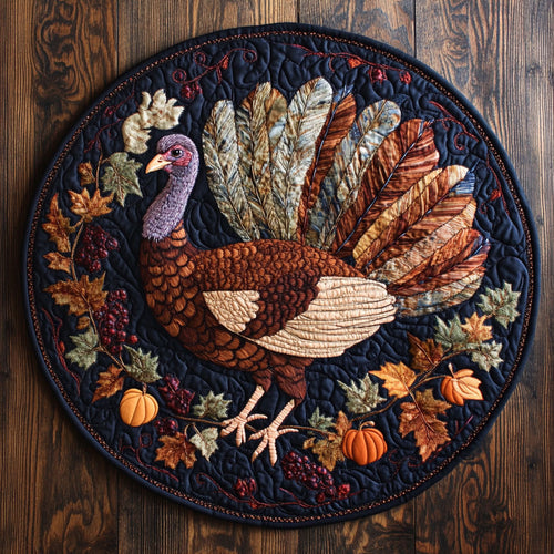 Turkey Among Bounty WN0708103CL Quilted Round Mat