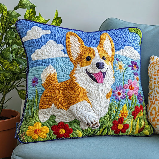 Happy Corgi CW0807023CL Quilt Pillow Case