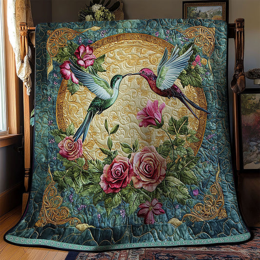 Couple Hummingbird Flower WT1302005CL Quilt