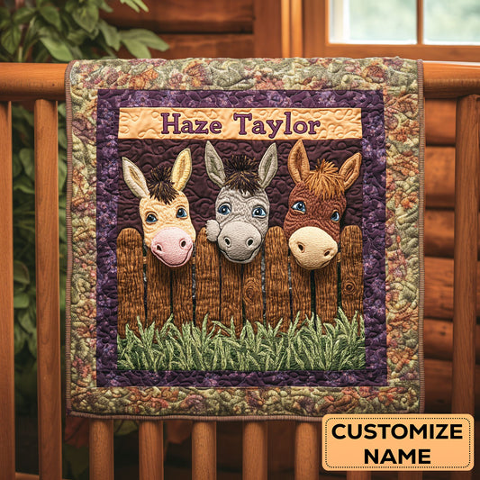 Donkey Trio WN2807052CL Personalized Baby Quilt