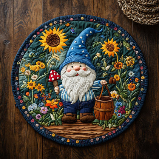 Gnome Autumnal Magic WY0508057CL Quilted Round Mat