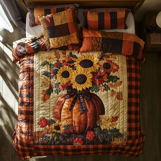 Autumn Sunflower Plaid Reverie WY1508011CL Duvet Cover Set