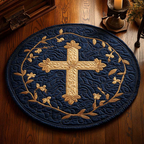 Holy Cross Faith WN2503075CL Quilted Round Mat
