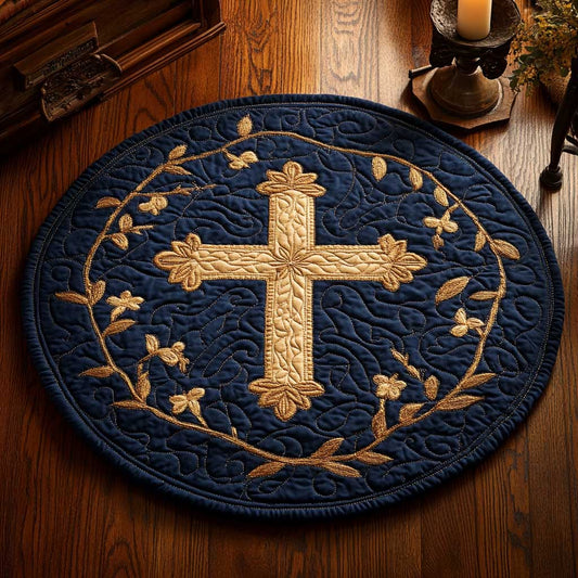 Holy Cross Faith WN2503075CL Quilted Round Mat