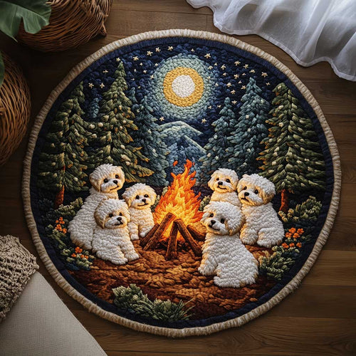 Forest Bichon Frise WN1703005CL Quilted Round Mat