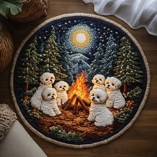 Forest Bichon Frise WN1703005CL Quilted Round Mat