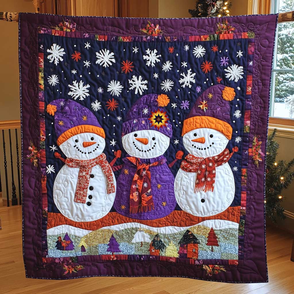 Purple Little Snowman WP0512019CL Quilt