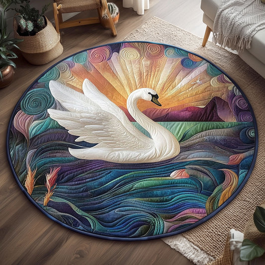Elegant White Swan WJ0304036CL Quilted Round Mat
