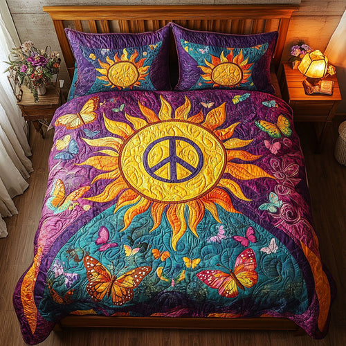 Peace Sign In Sunflower WY2202062CL Duvet Cover Set